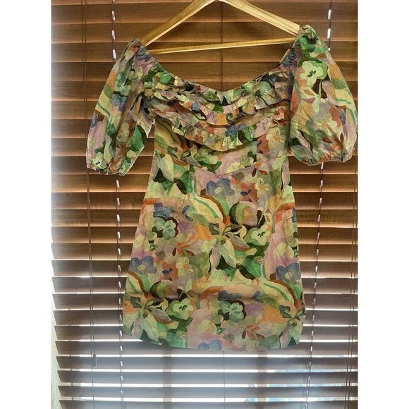 Sage + Paige Dress Womens XS Alora Mini Dress Green Multi